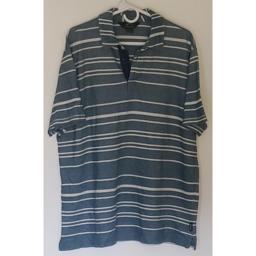 Woolrich Woolen Mills Striped‎ Blue Polo Shirt Size L